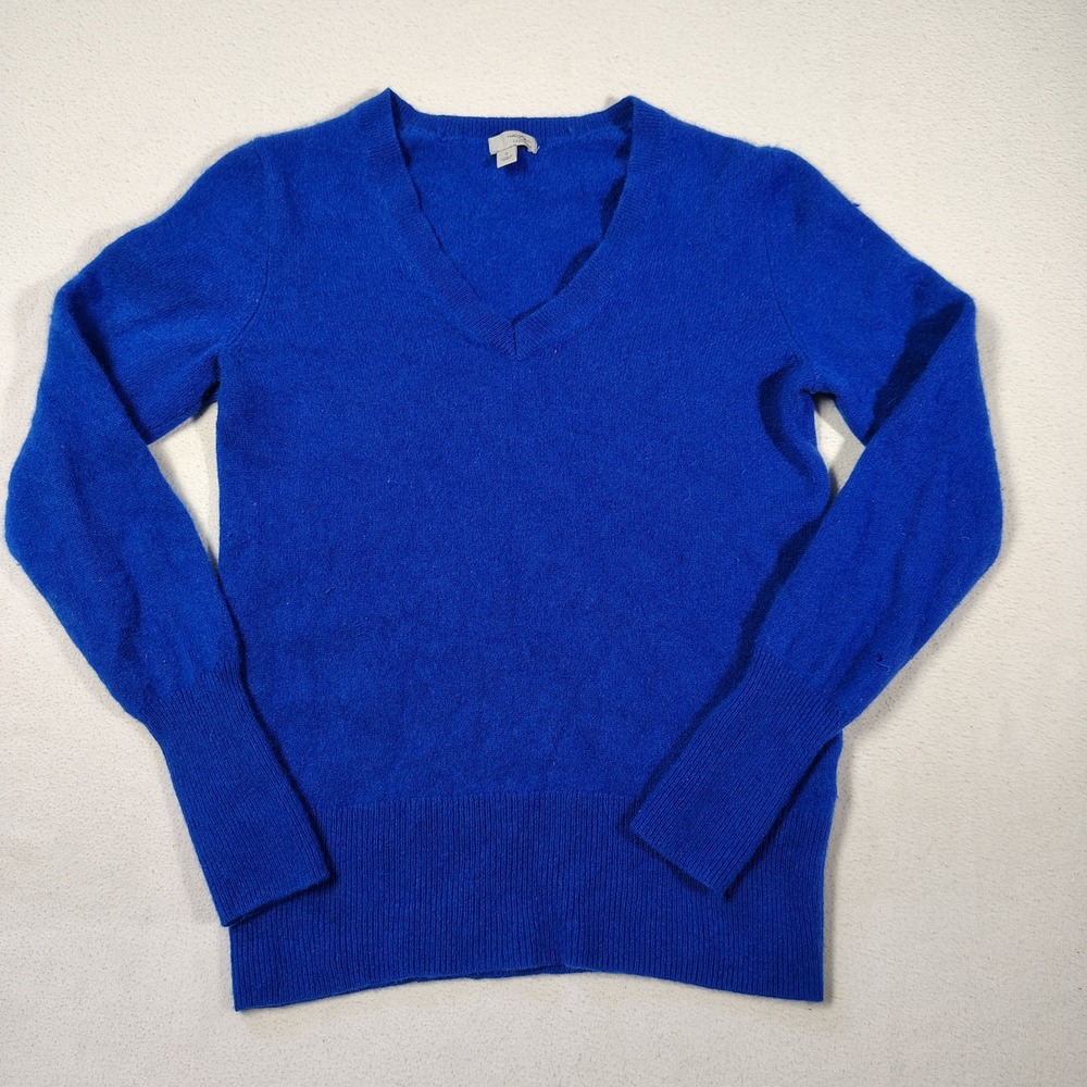 Halogen Cashmere Sweater Womens Size Small Blue V-Neck Long Sleeve Knit Pullover